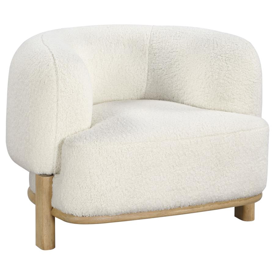 Lawler Upholstered Barrel Back Accent Chair Ivory and Natural