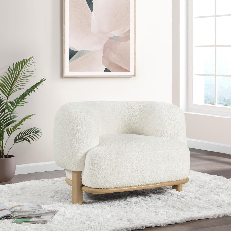 Lawler Upholstered Barrel Back Accent Chair Ivory and Natural view 2