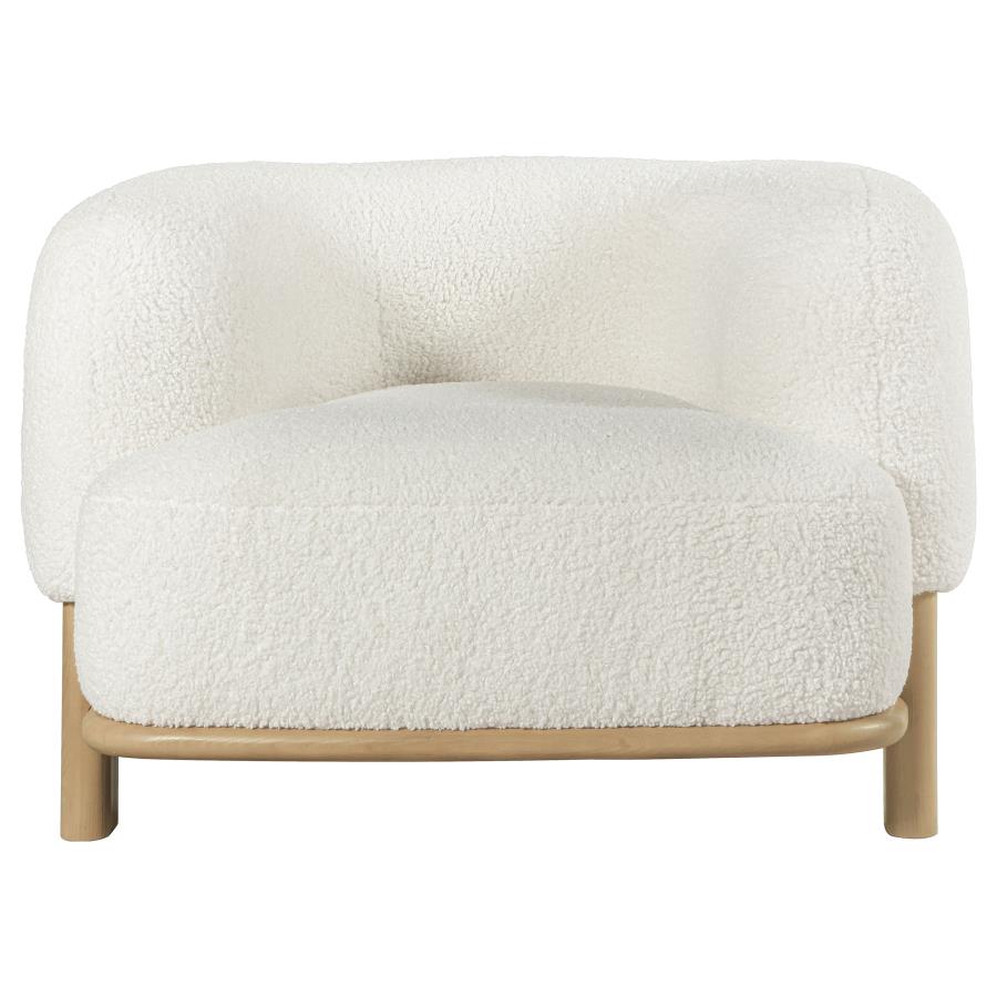 Lawler Upholstered Barrel Back Accent Chair Ivory and Natural view 3