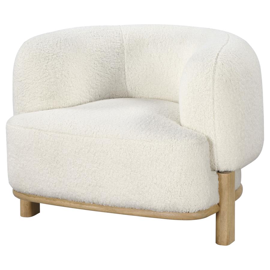 Lawler Upholstered Barrel Back Accent Chair Ivory and Natural view 4