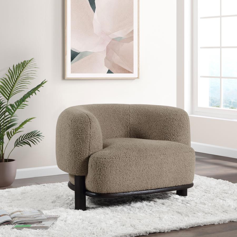 Lawler Upholstered Barrel Back Accent Chair Brown and Black view 2