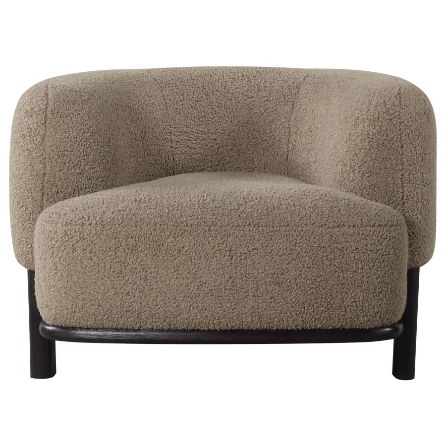 Lawler Upholstered Barrel Back Accent Chair Brown and Black view 3