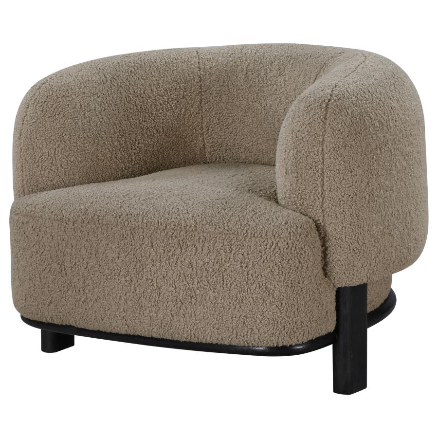 Lawler Upholstered Barrel Back Accent Chair Brown and Black view 4