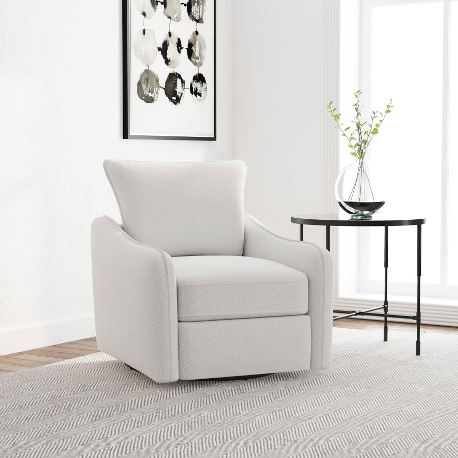 Madia Upholstered Sloped Arm Swivel Glider Chair Vanilla view 2