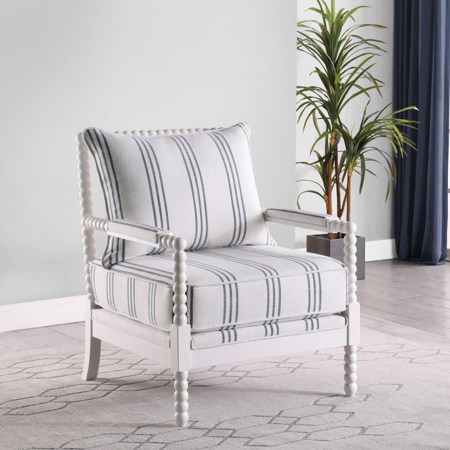 Blanchett Upholstered Bobbin Accent Chair White view 2
