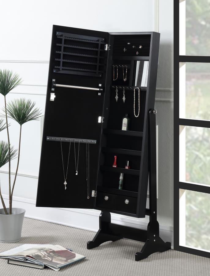 Tutuola Cheval Mirror with Jewelry Storage Black view 3