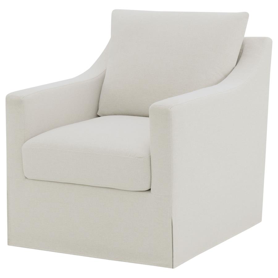 Winter Upholstered Sloped Arm Accent Swivel Chair Beige view 4