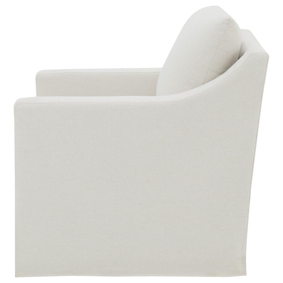 Winter Upholstered Sloped Arm Accent Swivel Chair Beige view 5
