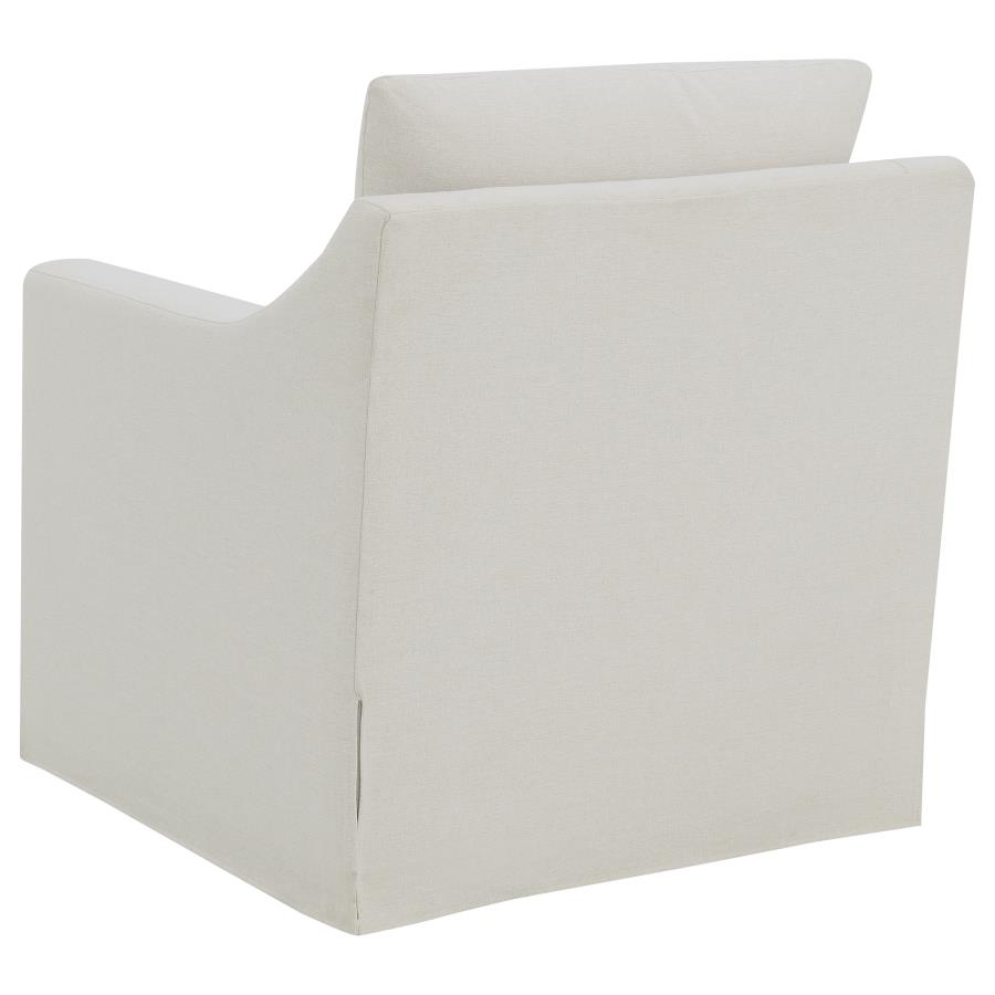 Winter Upholstered Sloped Arm Accent Swivel Chair Beige view 6