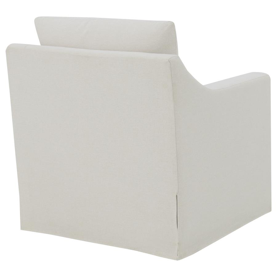 Winter Upholstered Sloped Arm Accent Swivel Chair Beige view 7