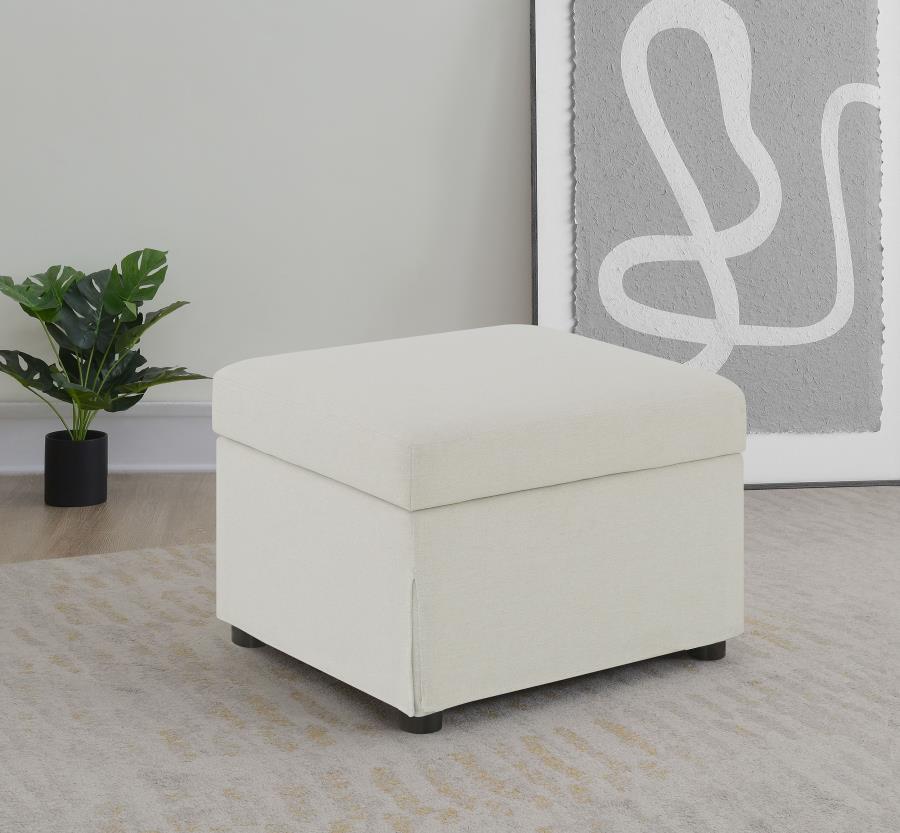 Winter Upholstered Hydraulic Lift Top Storage Ottoman Beige view 2