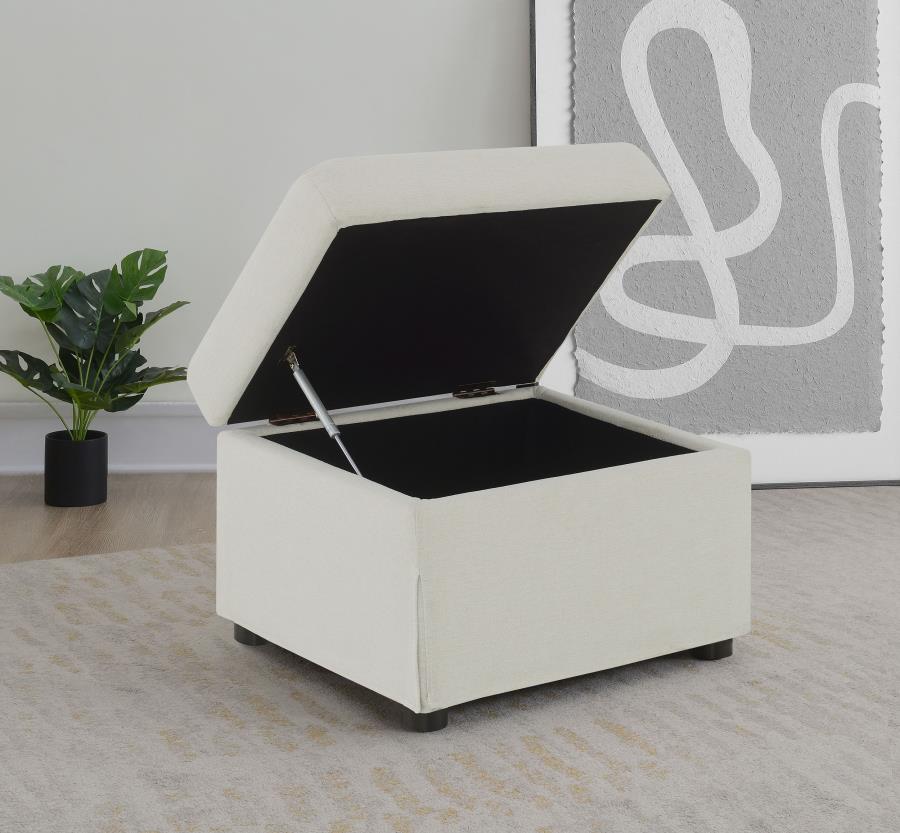 Winter Upholstered Hydraulic Lift Top Storage Ottoman Beige view 3