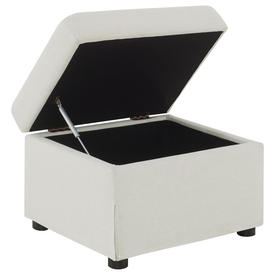 Winter Upholstered Hydraulic Lift Top Storage Ottoman Beige view 4