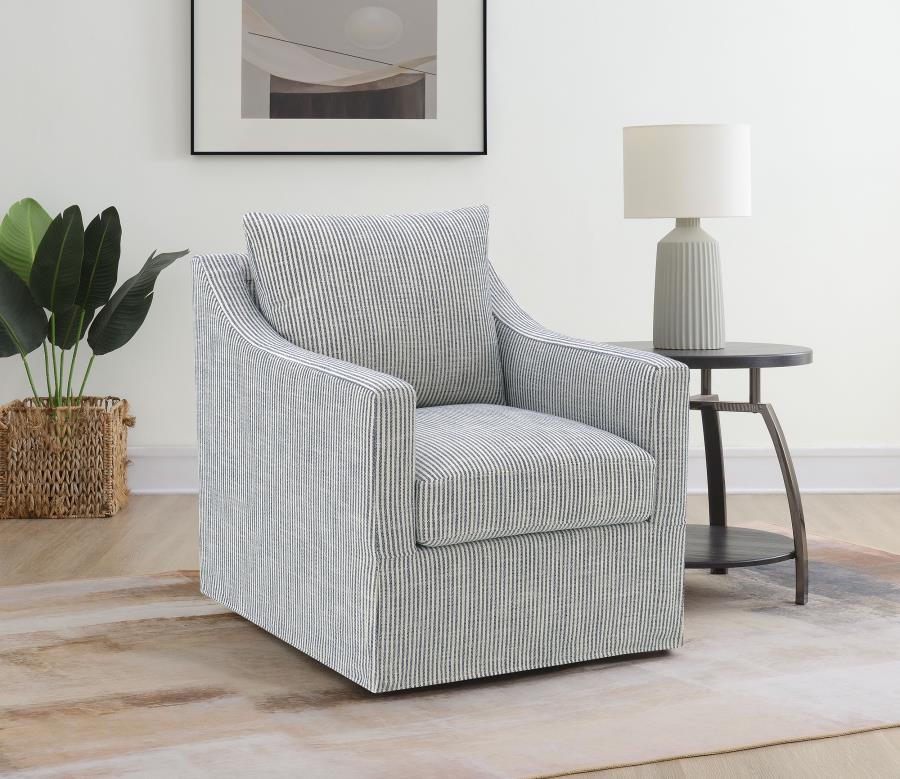 Winter Upholstered Sloped Arm Accent Swivel Chair Grey view 2