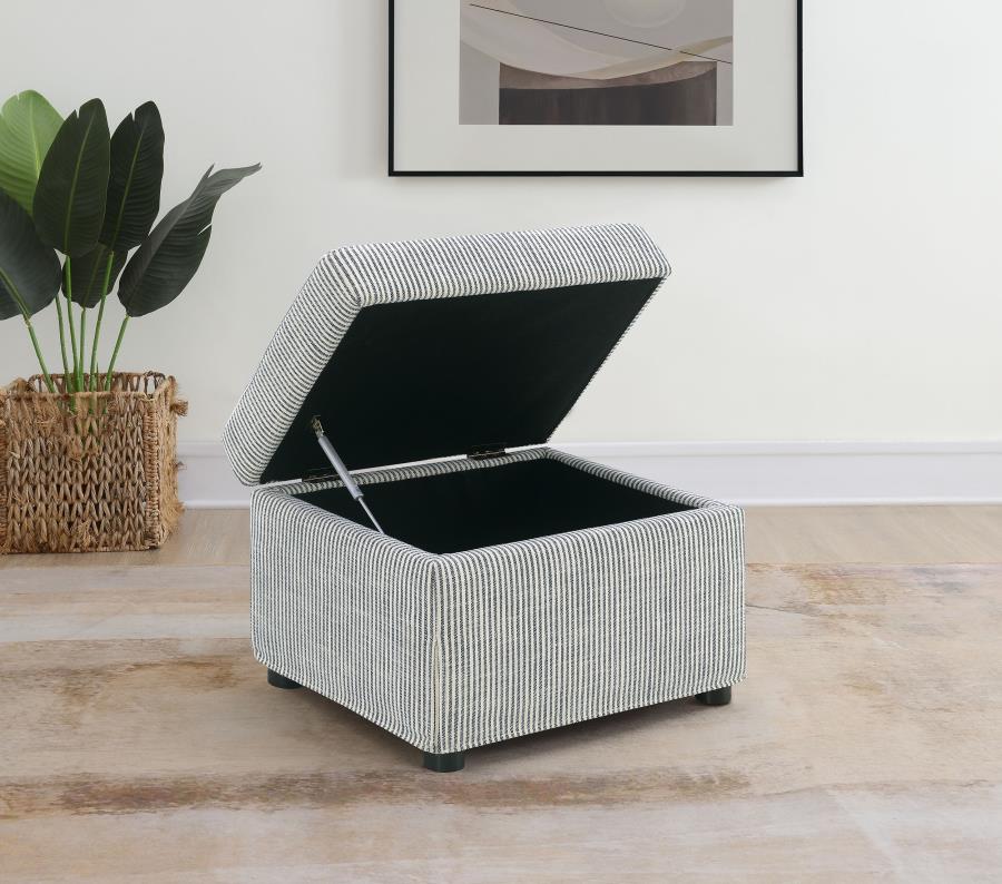 Winter Upholstered Hydraulic Lift Top Storage Ottoman Grey view 3