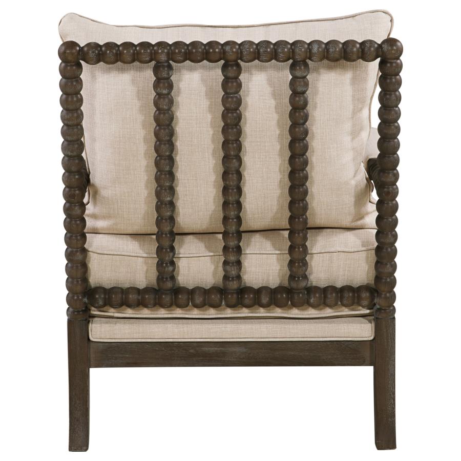 Blanchett Upholstered Bobbin Accent Chair Beige and Distressed Brown view 7