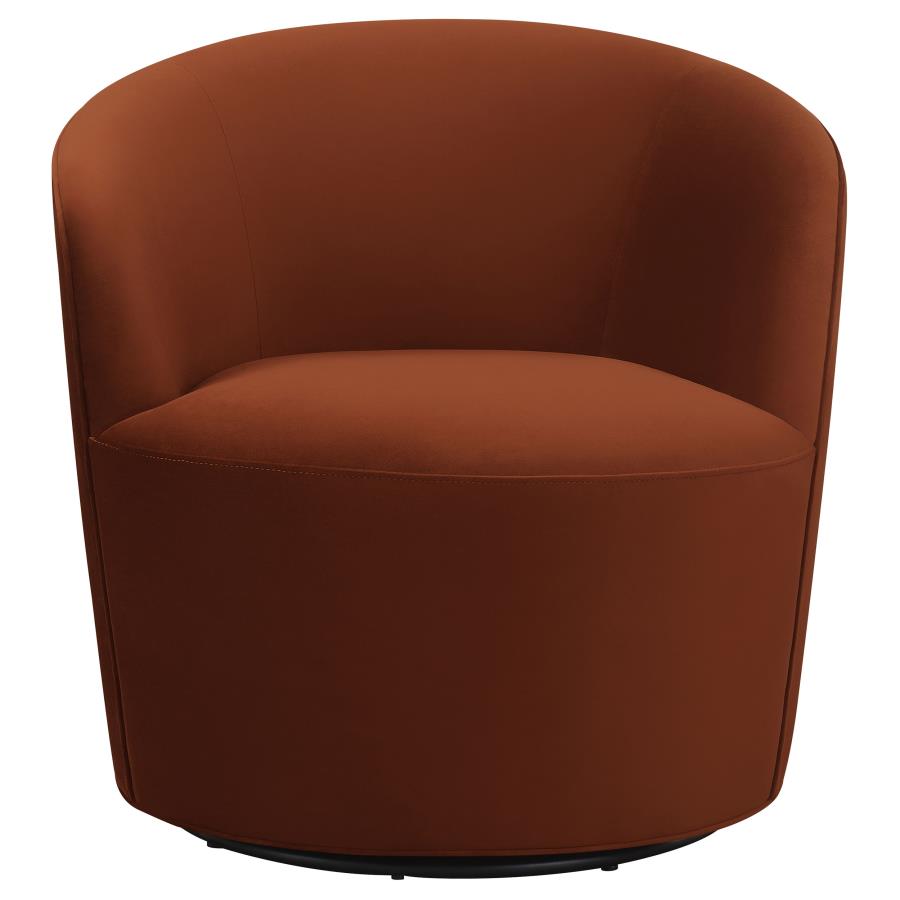 Joyce Upholstered Barrel Back Swivel Chair Burnt Orange view 3