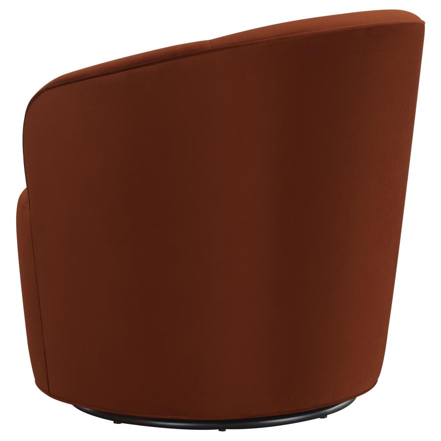 Joyce Upholstered Barrel Back Swivel Chair Burnt Orange view 4