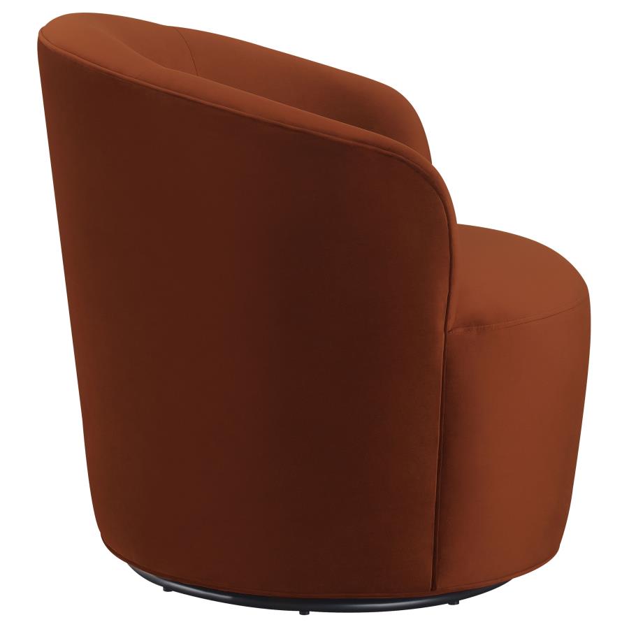 Joyce Upholstered Barrel Back Swivel Chair Burnt Orange view 5