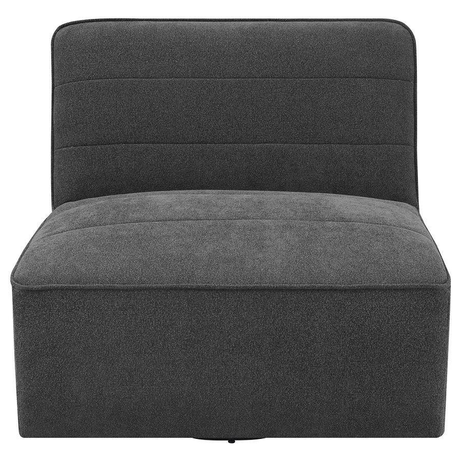 Cobie Upholstered Armless Swivel Chair Dark Charcoal view 3