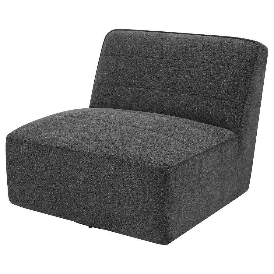 Cobie Upholstered Armless Swivel Chair Dark Charcoal view 4