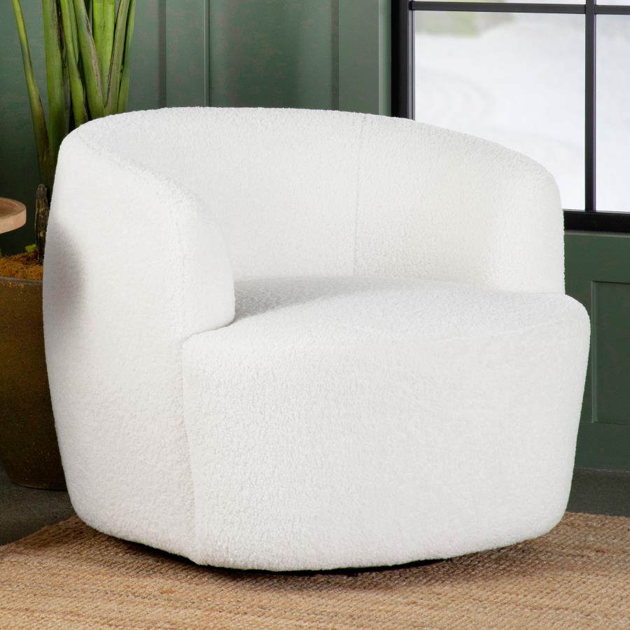 Hudson Faux Sheepskin Upholstered Swivel Chair Natural view 2