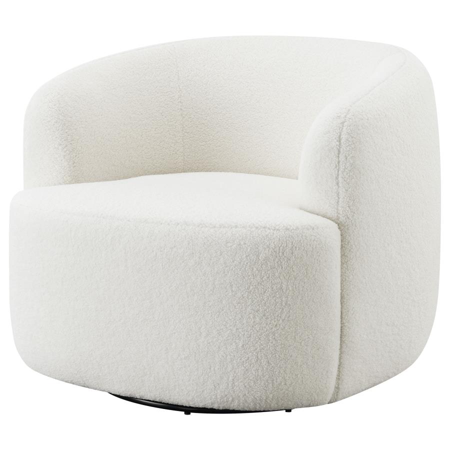 Hudson Faux Sheepskin Upholstered Swivel Chair Natural view 4
