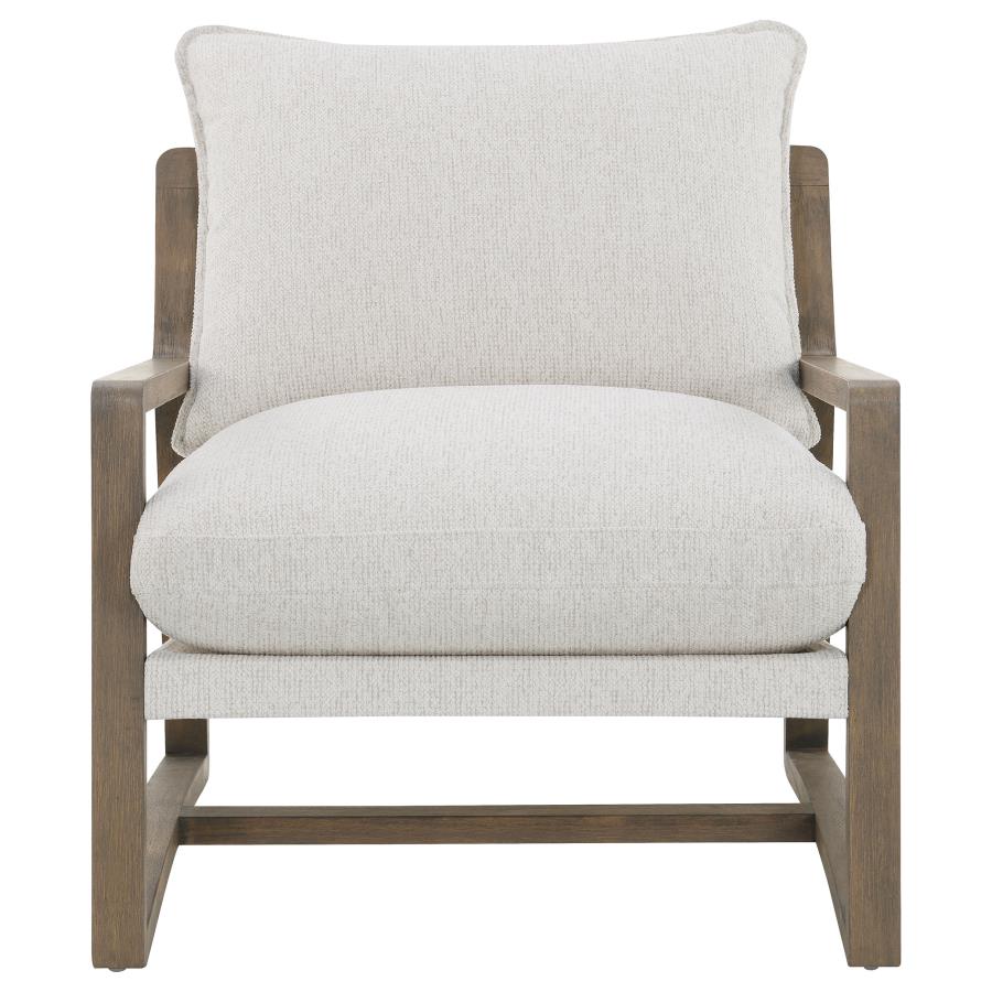 Geneva Boucle Upholstered Wood Arm Accent Chair Sand view 3
