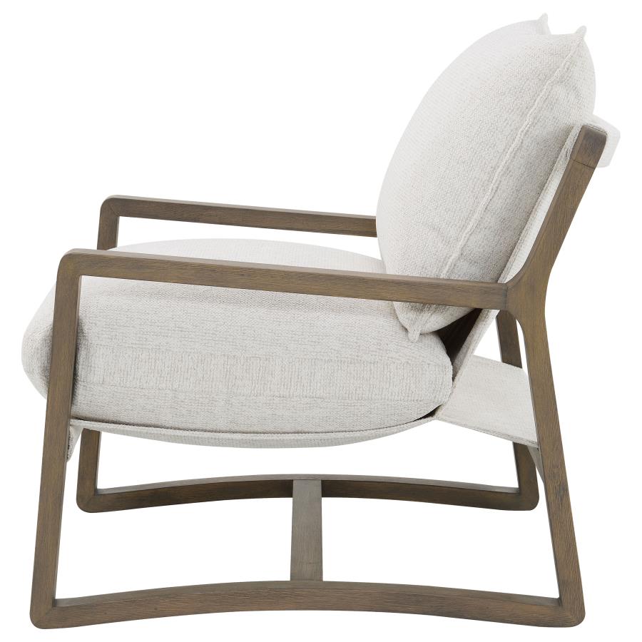 Geneva Boucle Upholstered Wood Arm Accent Chair Sand view 5