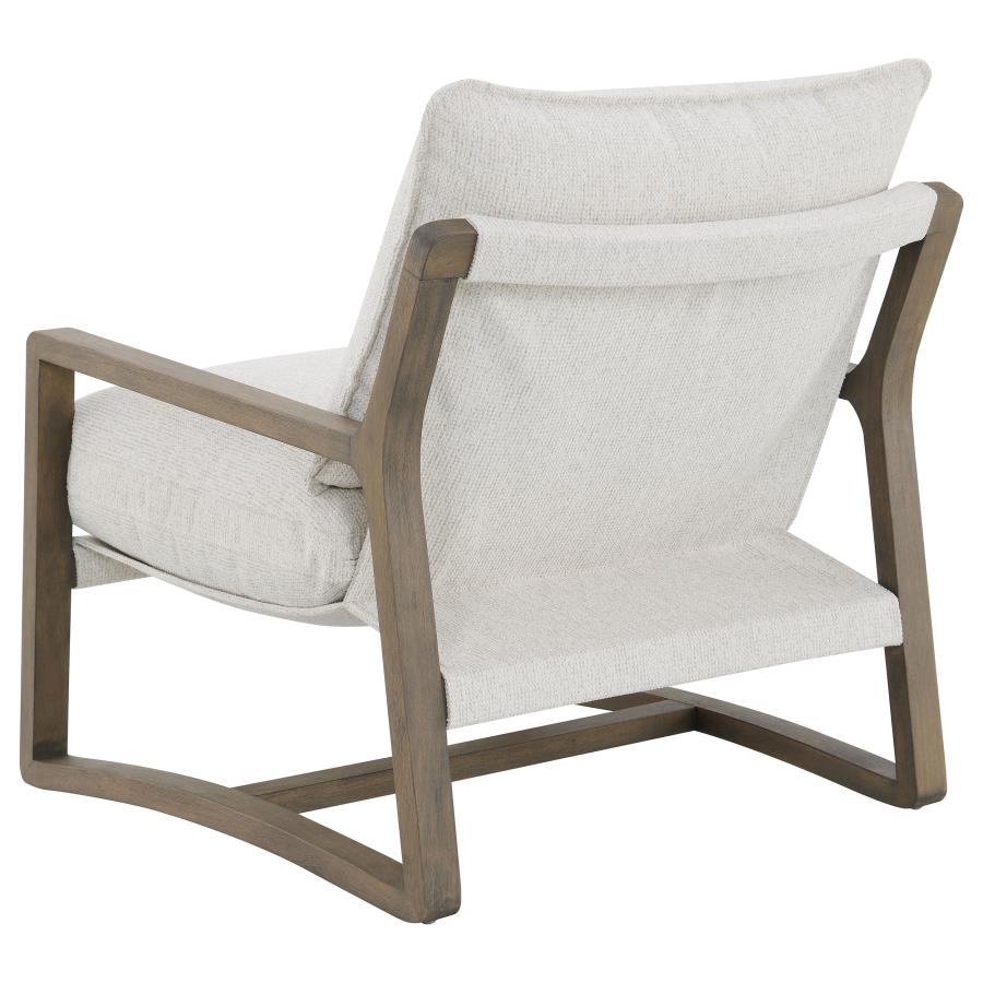 Geneva Boucle Upholstered Wood Arm Accent Chair Sand view 6