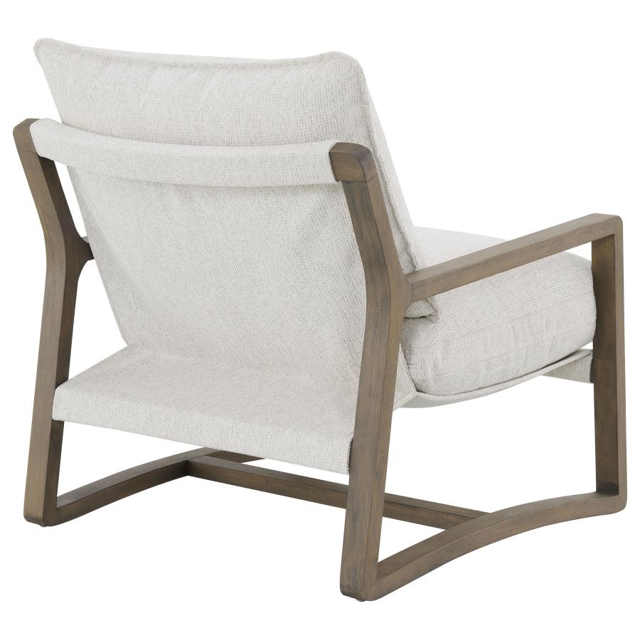 Geneva Boucle Upholstered Wood Arm Accent Chair Sand view 7
