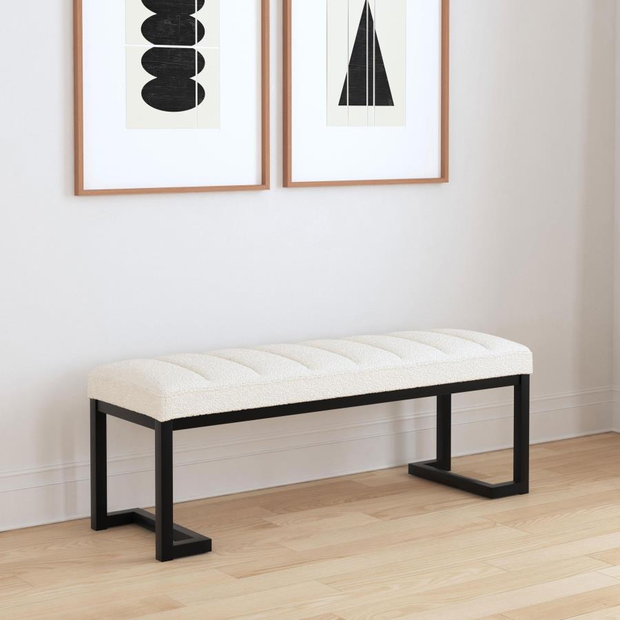 Mesa Boucle Upholstered Tufted Accent Bench Vanilla view 2