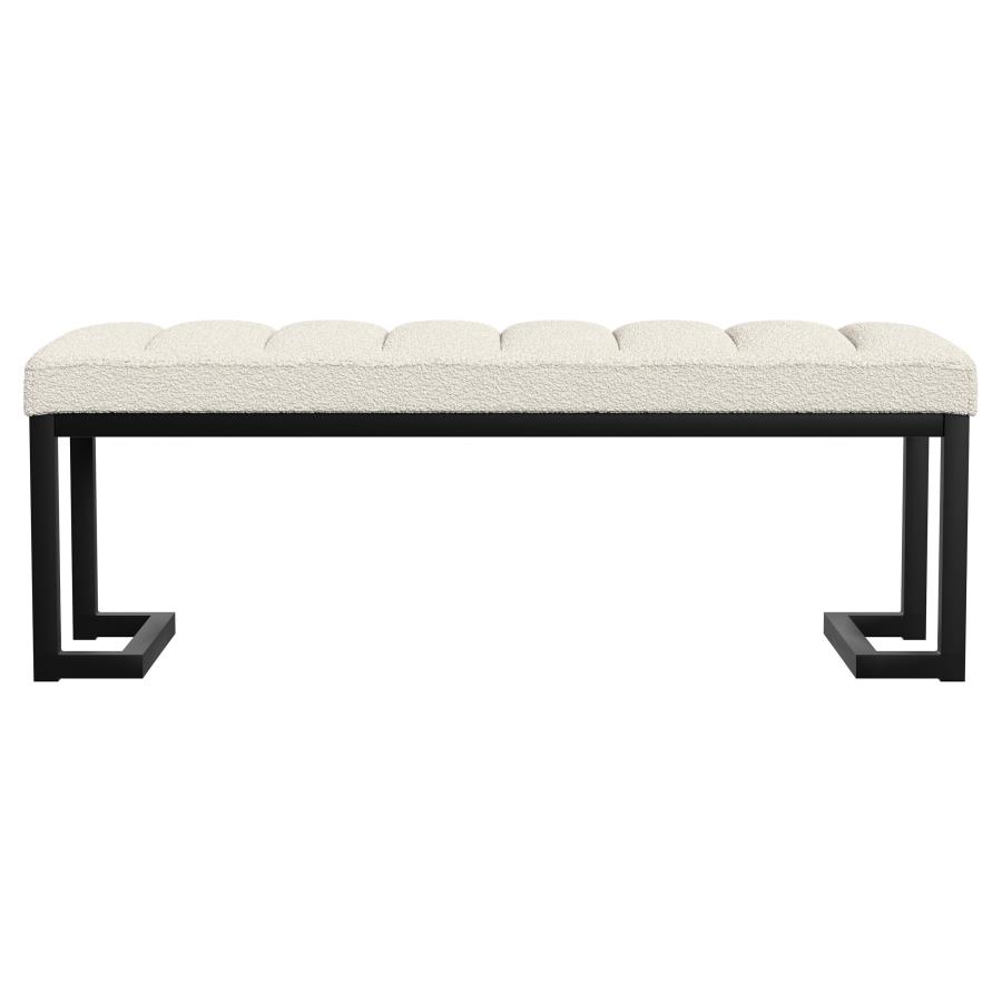 Mesa Boucle Upholstered Tufted Accent Bench Vanilla view 3