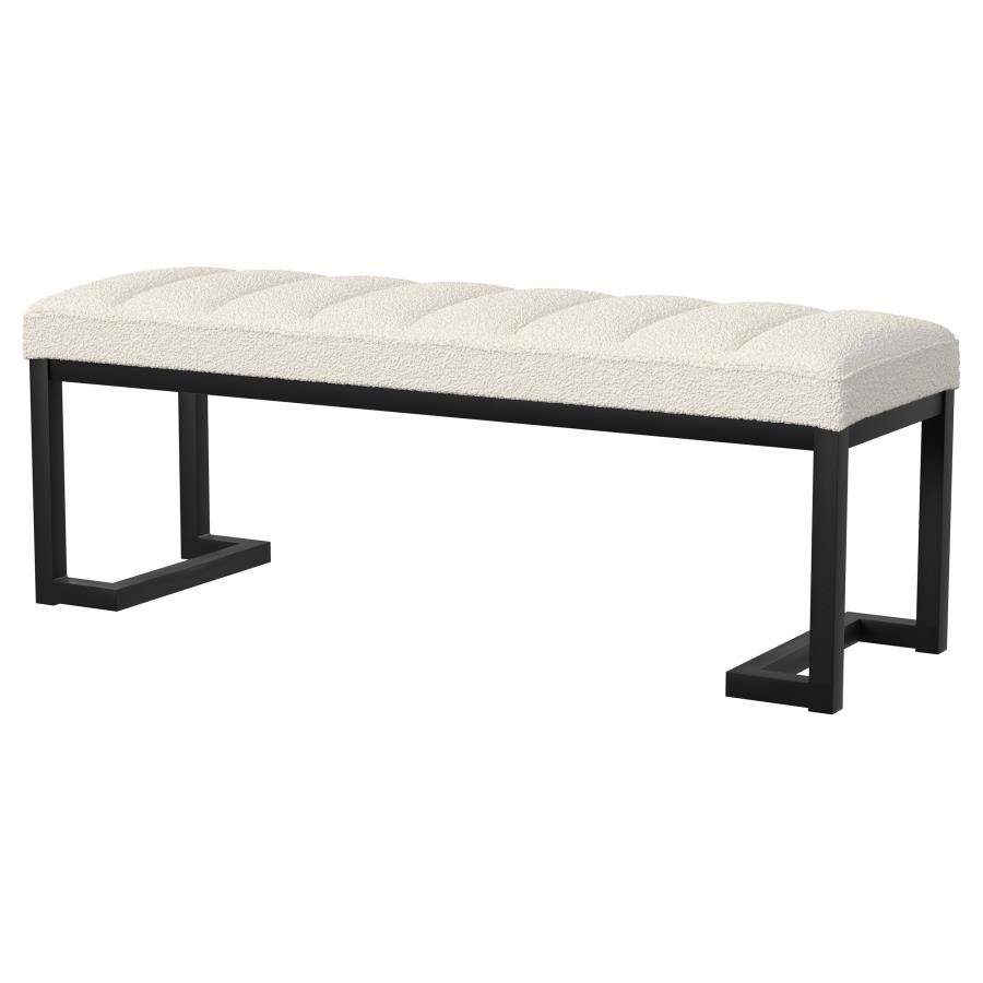 Mesa Boucle Upholstered Tufted Accent Bench Vanilla view 4