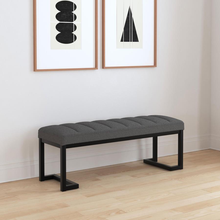 Mesa Boucle Upholstered Tufted Accent Bench Charcoal view 2