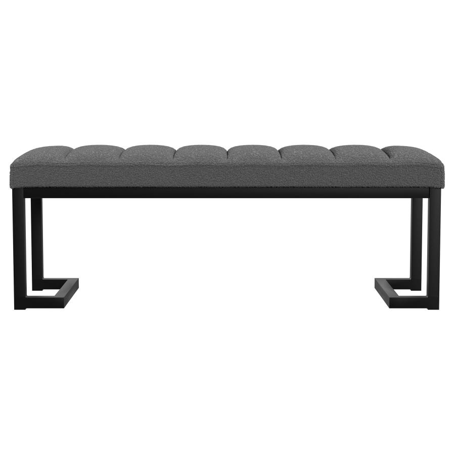 Mesa Boucle Upholstered Tufted Accent Bench Charcoal view 3