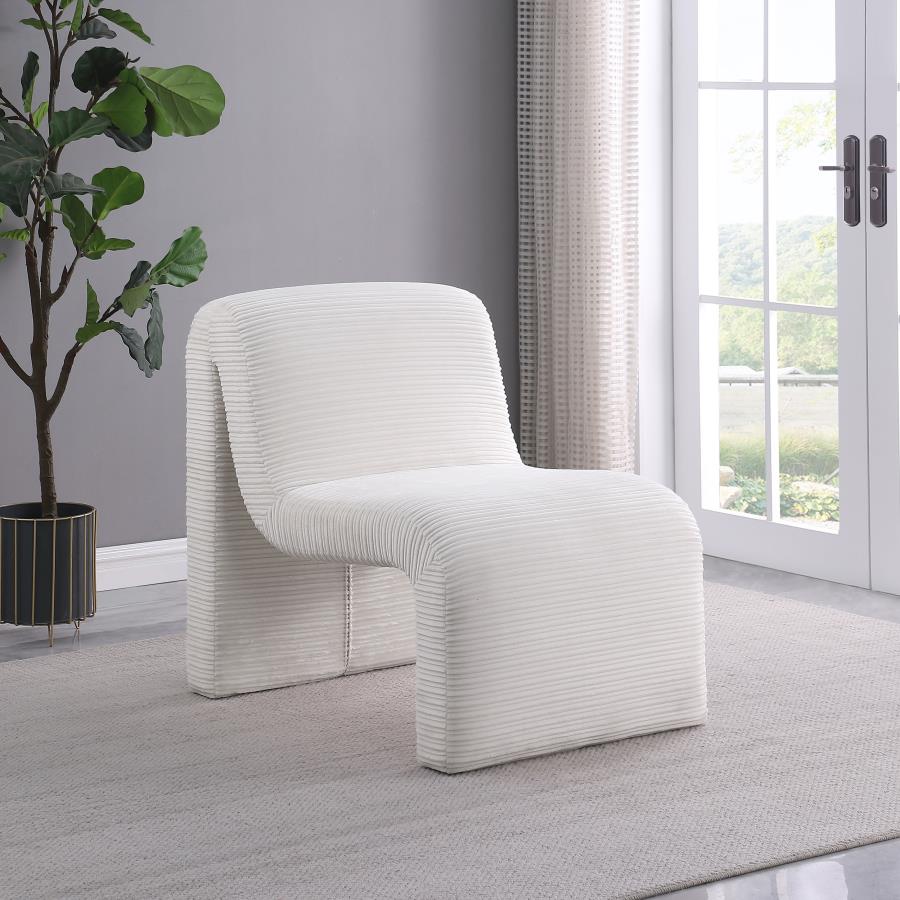 Drayton Upholstered Curved Armless Accent Chair Ivory view 2