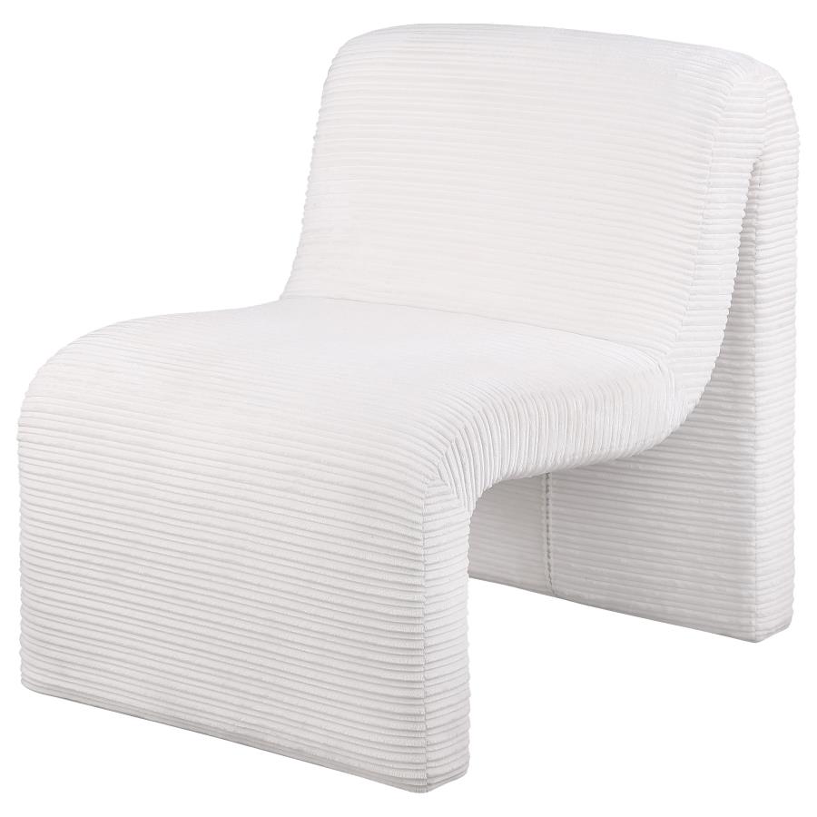 Drayton Upholstered Curved Armless Accent Chair Ivory view 4