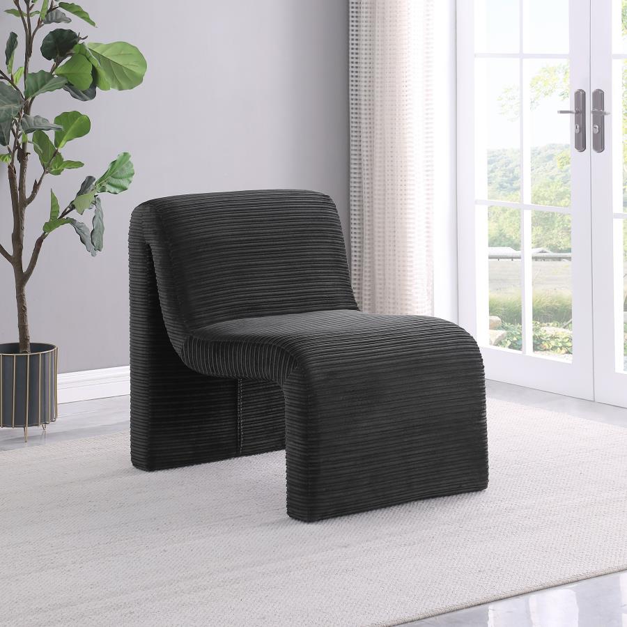 Drayton Upholstered Curved Armless Accent Chair Black view 2