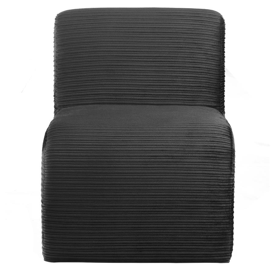 Drayton Upholstered Curved Armless Accent Chair Black view 3