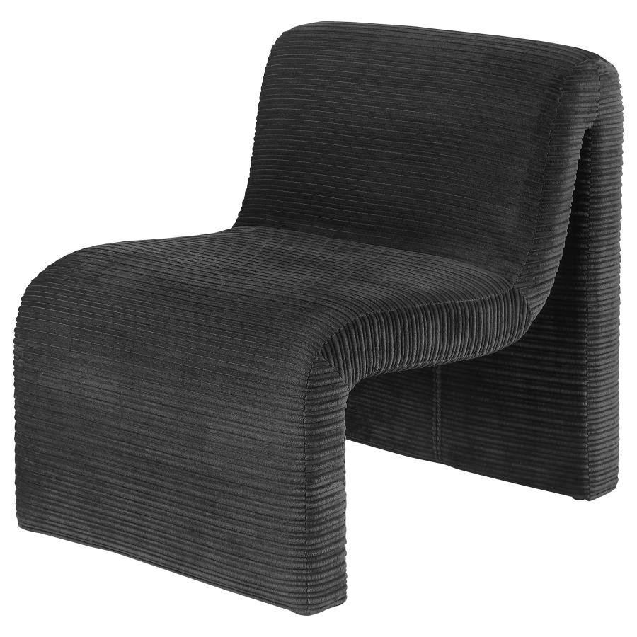 Drayton Upholstered Curved Armless Accent Chair Black view 4