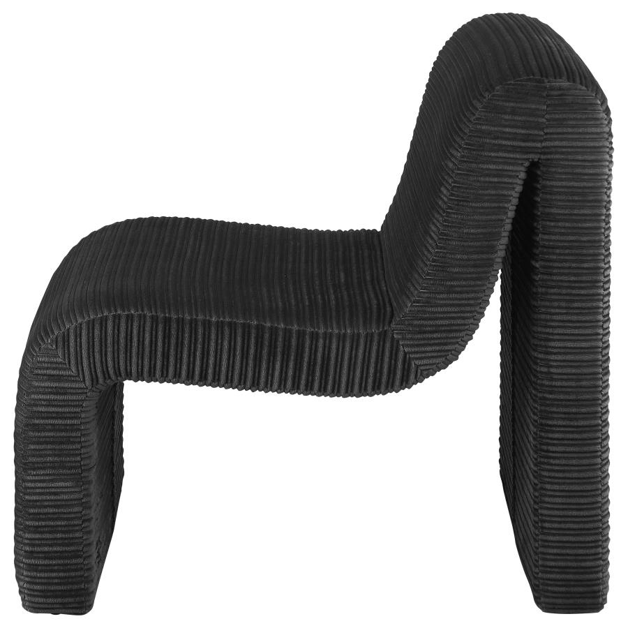 Drayton Upholstered Curved Armless Accent Chair Black view 5