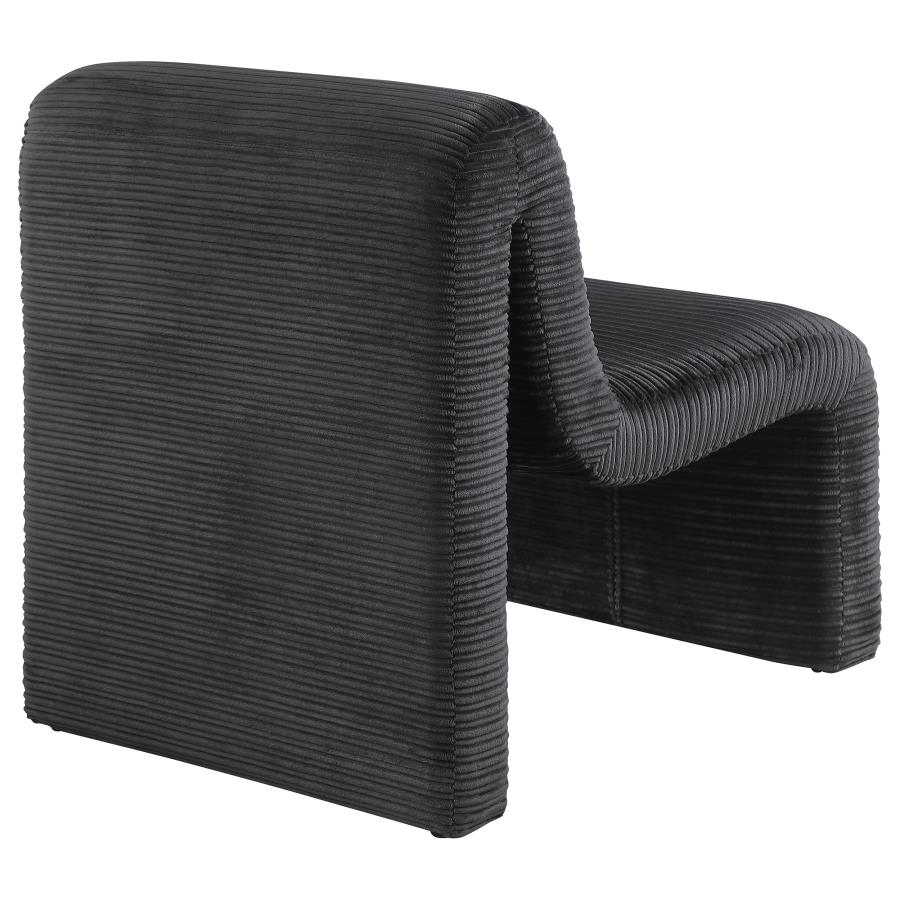Drayton Upholstered Curved Armless Accent Chair Black view 7