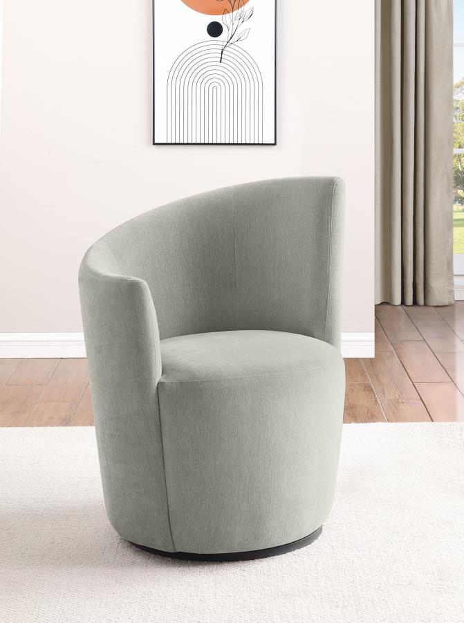 Nueva Upholstered Swivel Chair Curved Backrest Dove Grey view 2