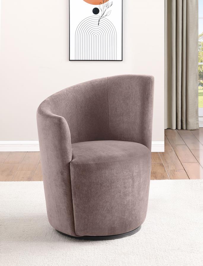 Nueva Upholstered Swivel Chair Curved Backrest Blush view 2