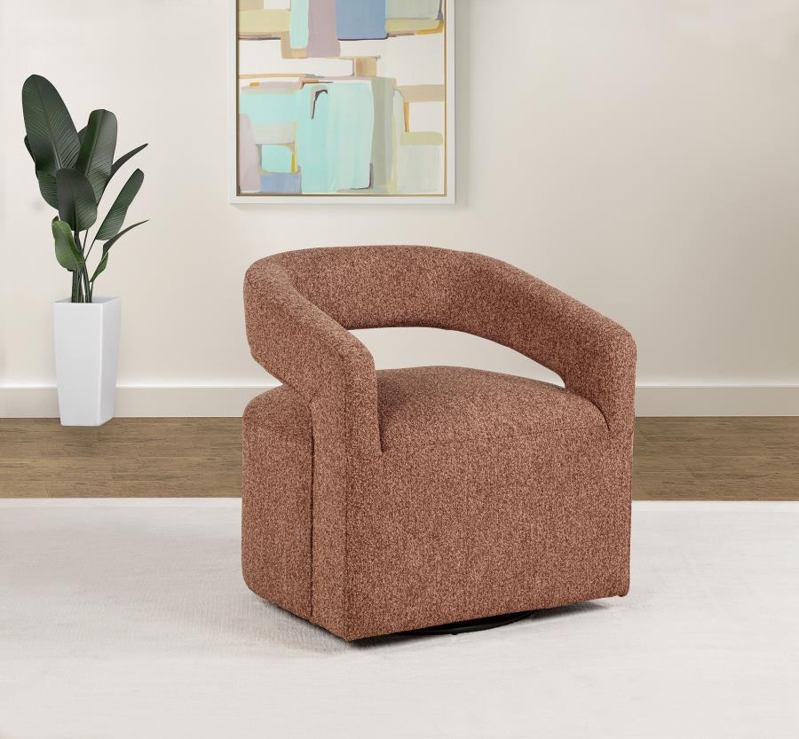 Westhill Boucle Upholstered Swivel Accent Chair Berry view 2