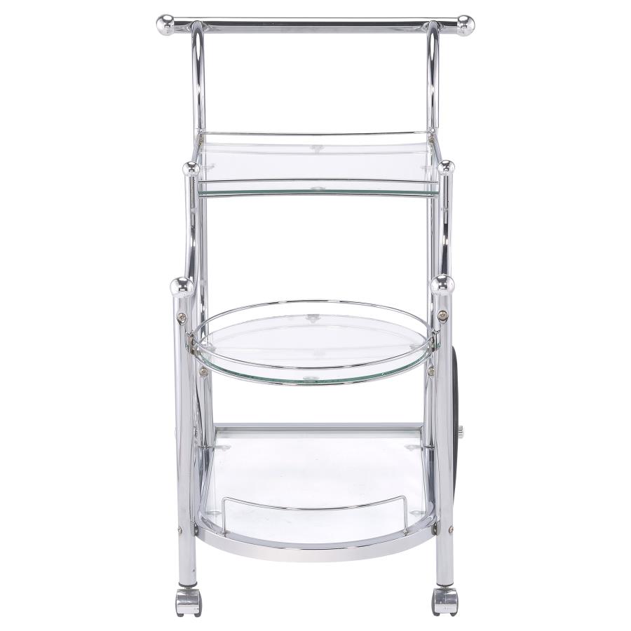 Sarandon 3-tier Glass Shelf Metal Bar Cart Chrome view 3