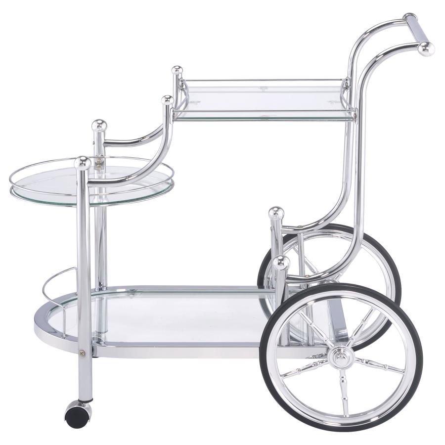Sarandon 3-tier Glass Shelf Metal Bar Cart Chrome view 5