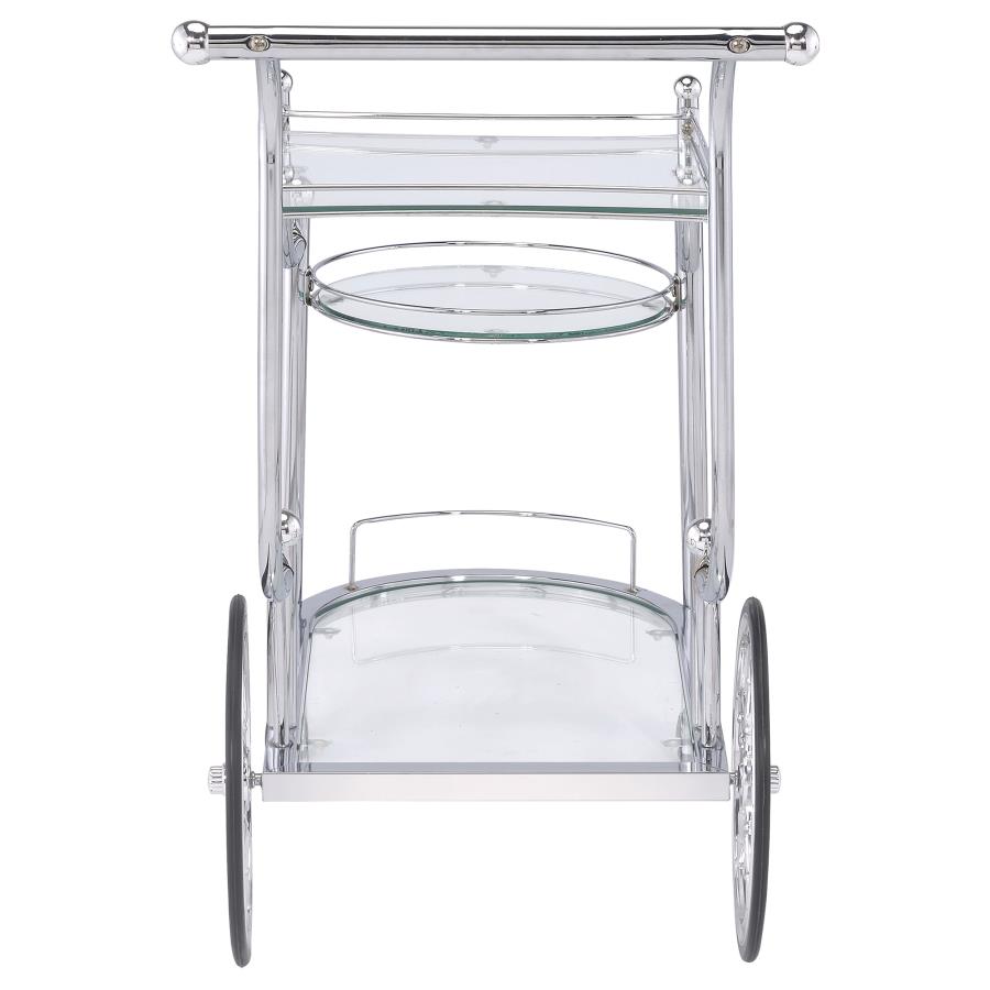Sarandon 3-tier Glass Shelf Metal Bar Cart Chrome view 6