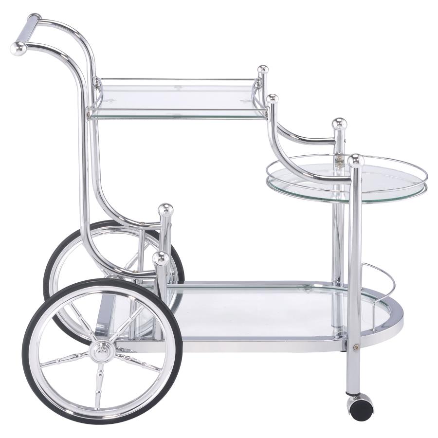 Sarandon 3-tier Glass Shelf Metal Bar Cart Chrome view 7